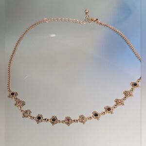 Elegant Gold Tone Necklace with Multicolor Gemstones